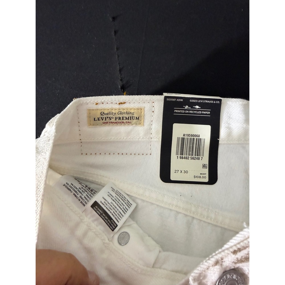 Levi's 501 '90s Jeans 27x30 White Metallic Foil New Straight Leg Mid Rise Denim - Picture 4 of 6